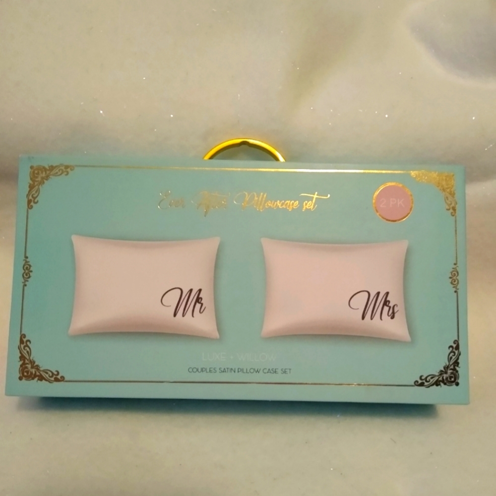 Luxe Mr & Mrs Wedding Satin pillow covers new